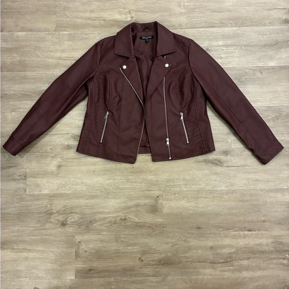 Baccini Dark Red Leather Jacket